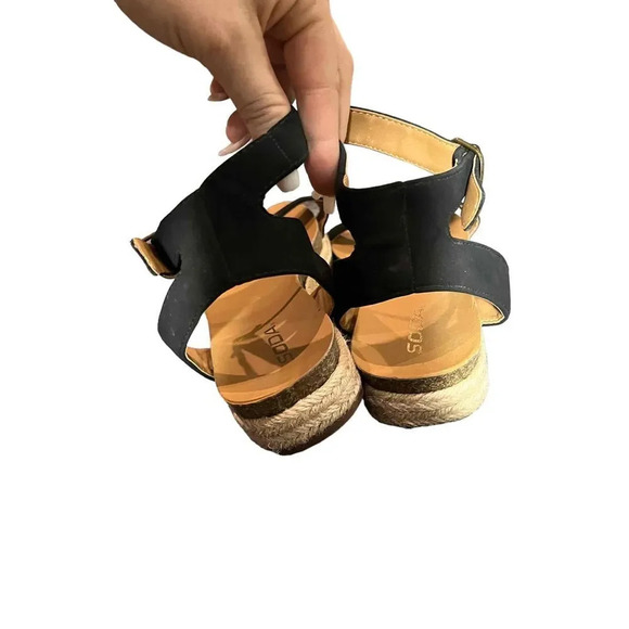 SODA Tacoma‎ Espadrille Black Open Toe Ankle Strap Sandals Women's Size 10 - Picture 5 of 9